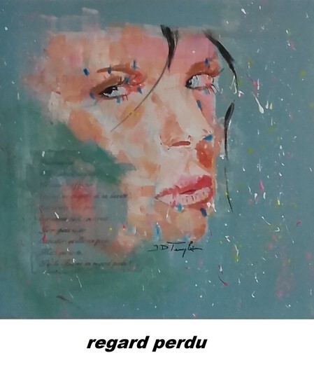 Regard perdu . tOILE ACRYLIQUE 30 X 30   Disponible
