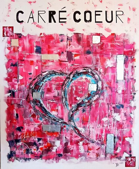 Carr&eacute; Coeur  ACRYLIQUE 100 X 81