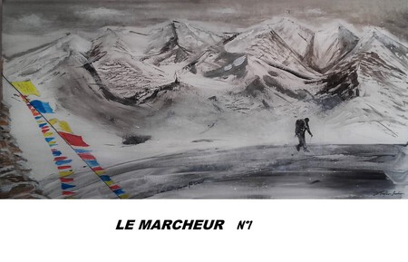 LE MARCHEUR n&deg;1. ACRYLIQUE 80 X 40  INDISPONIBLE