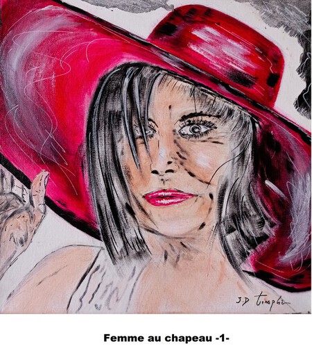 FEMME AU CHAPEAU/ ACRYLIQUE 30X30